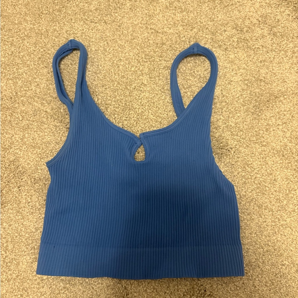 Blue Ribbed Women's Top